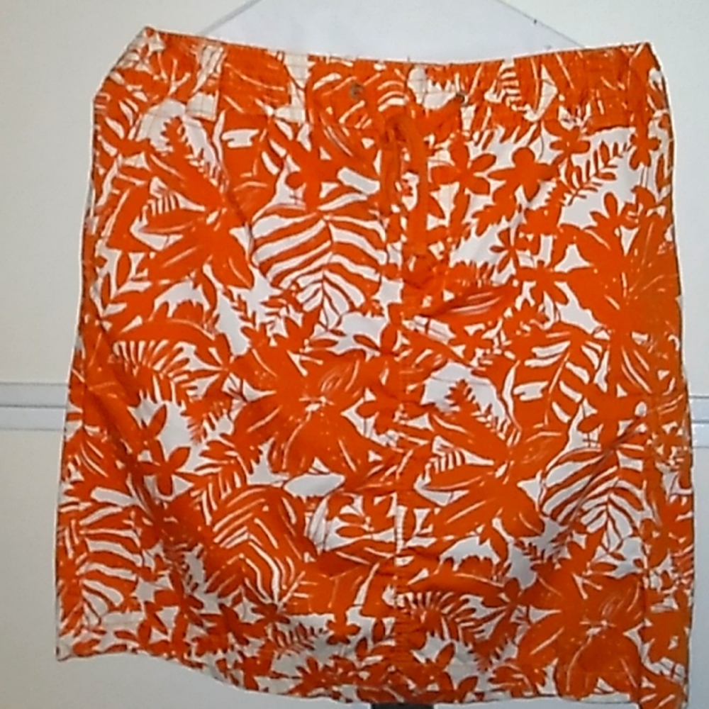 Liz Claiborne 14P orange & white skirt